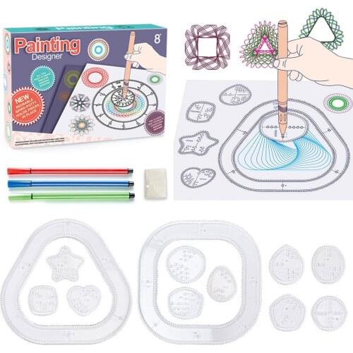 16pcs Spirograph Drawing Toy Set Multifunctional Interesting Puzzle Painting Ruler with Pens for Children Kids Learning Art Tool