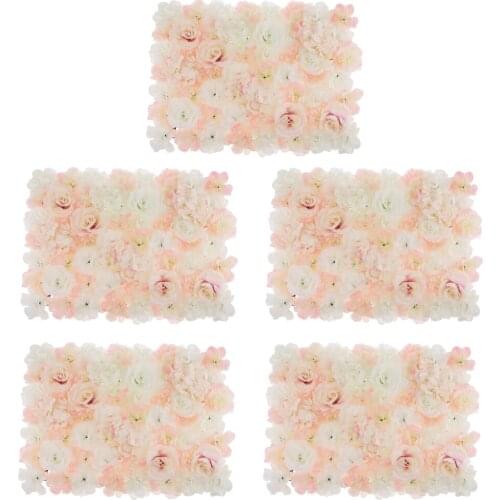 5Pieces Romantic Artificial Silk Flower Wall Panels Wedding Decors 60 X 45cm