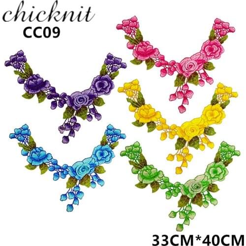 CHICKNIT 2018 new fashion Multiple colors 3D rose Embroidered venise lace collar for clothing Accessories CC09