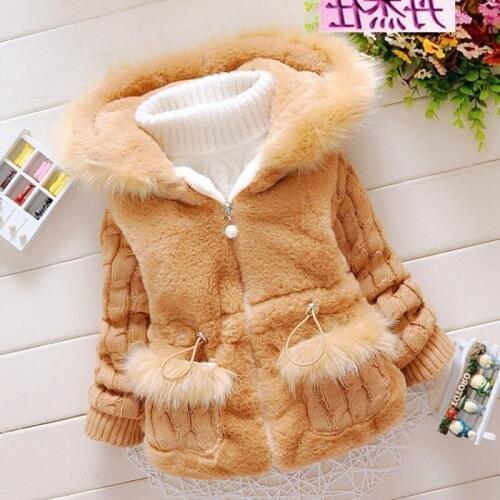 New Kids Girls Faux Fur Fleece Coat Girls Autumn/Winter Warm Jackets Children Outerwear Winter Thick Clothes 2-5Yrs