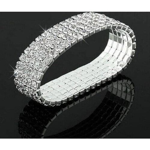 New hot Crystal Rhinestone Stretch Bracelet Bangle Wedding Bridal Wristband