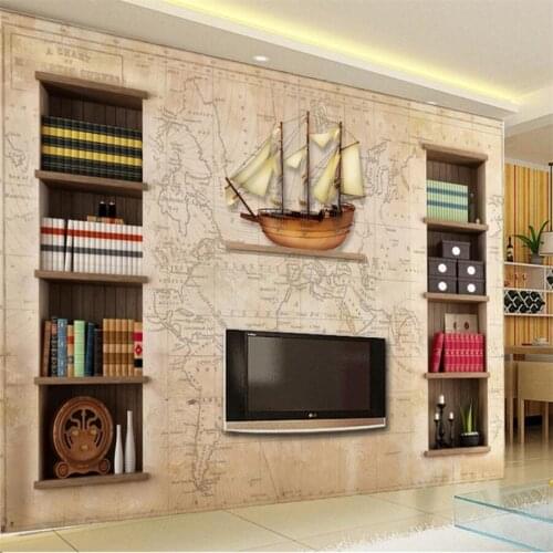Beibehang Custom Wallpaper papel de parede 3d Photo Murals World Map European Style Retro living room TV Background wall paper