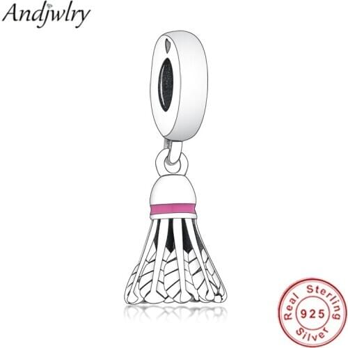 Fit Original Pandora Charms Bracelet Real 925 Sterling Silver Badminton Birdie Dangle Charm Beads For Making Berloque