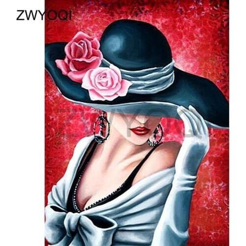 Full Square Diamond embroidery feminine Rose hat gloves DIY 3D Diamond mosaic Full Round Diamond painting Cross stitch feminine