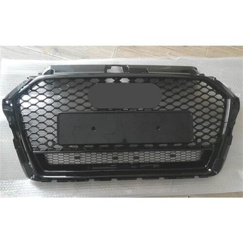 Car Front Bumper Grill Center Grille for Audi A3/S3 8V 2017 2018 2019 (Refit for RS3 Style) Car Front Bumper Grille