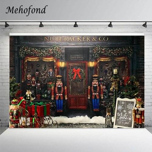 Mehofond Christmas Backdrop For Photography Wood Soldier Puppet Happy New Year Baby Portrait Background Photo Studio Photozone