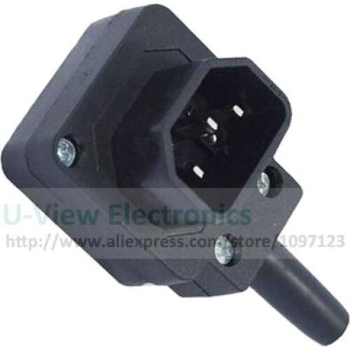 NCHTEK IEC 320 C14 Down Angle Male Plug AC Power Cord/Cable Connector, Rewirable, 90 Degree C14 Power Plug/Free Shipping/10PCS