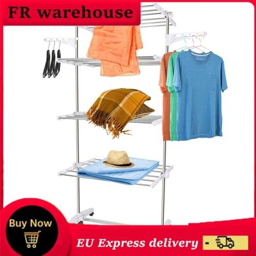 Folding Clothes Hanger Clothes Dryer 3 Layer Very Large Clothes Horse Floor Standing Coat Rack Drying Racks Shelf Organizer HWC