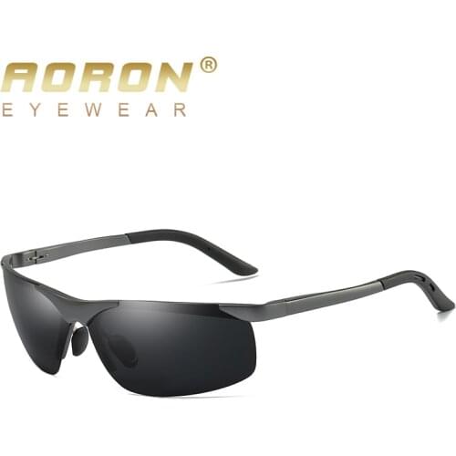 AORON Men Aluminum Alloy Frame Polarized Sunglasses Women Brand Original Goggles UV400 Glasses Male Metal Eyewear Oculos