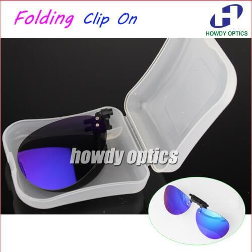 Retail Mirror Lens Frog Driving Glasses Eyeglasses Sunglass Folding Polarized Clip On Sunglasses With Plastic Case Free Shipping