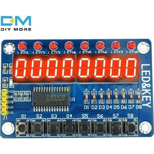 TM1638 Key Module 8-Bit Digital LED Display Tube Module Board for Arduino AVR 7 Segment 8 Bits RED TM1638 KEY LED Display Panel