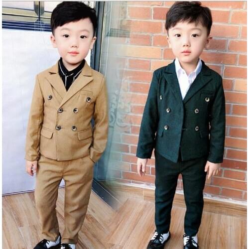 2019 Summer Children weddings Flower Boys Suits Kids Blazer Formal Dress Suit For Weddings Birthday Set Jackets Pants 2pcs/sets
