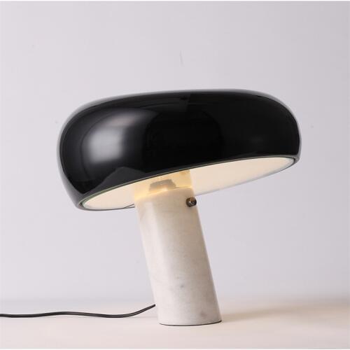 Italian Marble Table Lamp Mushroom White Black Hat Table Light Modern Luxury Hotel Bedroom Study Eye Room Home Lighting TA045