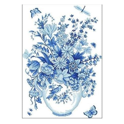 Embroidery Package Hot Sell Best Quality Cross Stitch Kits Celadon Flower Vase Free Shipping