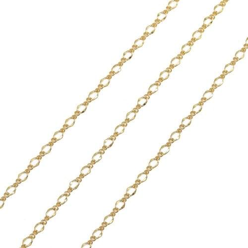 High quality Width 3mm 18K Gold Plated Link Chains Bulk Necklace Chain Bracelet Findings For Jewelry Making DIY Accessories