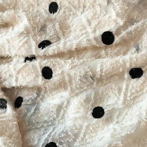 Jacquard cut flower diamond lattice embroidery fabric tassel black polka dot chiffon fabric DIY womens fashion skirt dress