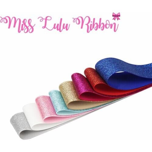 1-1/2"38mm Colorful Full Glitter Grosgrain Ribbon Solid Color Hair Bow Making DIY Xmas Party Decor Gift Pcking 50yards/roll