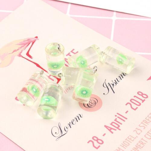 10pcs/lot Fruit Bottle Design Charms Resin Kiwi Drink Bottle Pendants Fit Earring Charms For Fashion Jewelry Accessories YZ189
