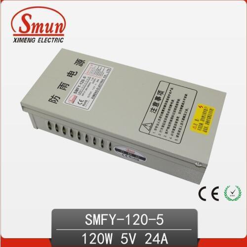 120W 5V 24A Rainproof Outdoor Single Output Switching Power Supply SMPS AC TO DC For LED SMFY-120-5