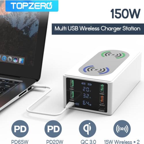150W Wireless Charger Charging Station USB Charger HUB Quick Charge 3.0 For iPhone12 Samsung PD Charger For Macbook Pro Air iPad