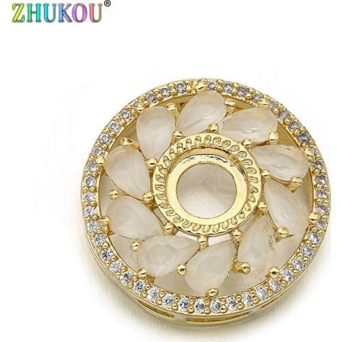 19*19mm New Fashion Brass Cubic Zirconia Round shape Charms Connectors DIY Jewelry Findings Making, Model: VS291