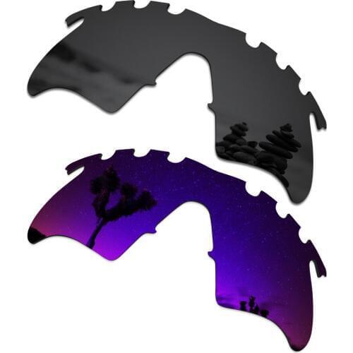 SmartVLT 2 Pieces Polarized Sunglasses Replacement Lenses for Oakley M Frame Heater Vented Stealth Black and Plasma Purple