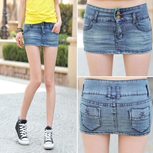 2020 Denim short skirt package hip skirt mini new Korean version thin and sexy low waist mini skirt DQ934