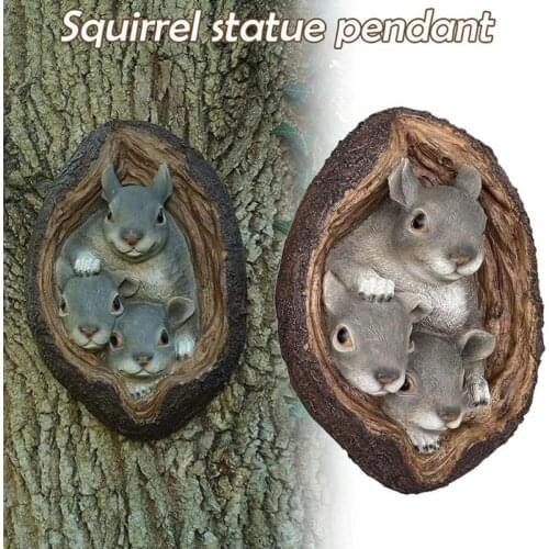 3 Squirrels Tree Hugger Resin Simulation Animal Outdoor Garden Hanging From Tree Squirrel Decorative Yard Garden Decoration