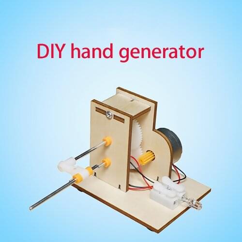 3D Puzzles STEAM Toy Hand Crank Generator Operated Generator DIY Wooden Electric Lamp Emergenc Handmade Model Kits Game Desk