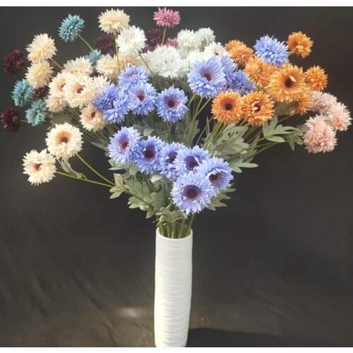 8 heads melaleuca Ball chrysanthemum artificial silk flowers Home floral arrangement ornament wedding party scene decoration