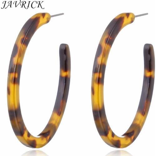 Acrylic Marbled Lady Earring Leopard Round Hoop Earrings Women Tortoise Shell Jewelry