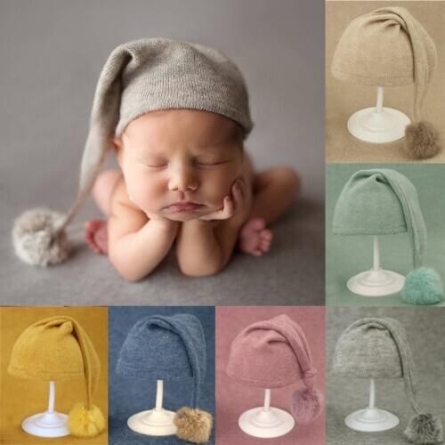 Photo Studio Photography Props Cap Beanie Baby Hat Newborn Photography Props Knit Fur Ball Newborn Hat Baby