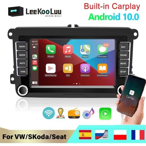 LeeKooLuu 2 Din Car Radio Player Android 10.0 GPS Navigation Multimedia For VW Volkswagen Polo Skoda Golf 5 6 Passat B6 B7 Jetta