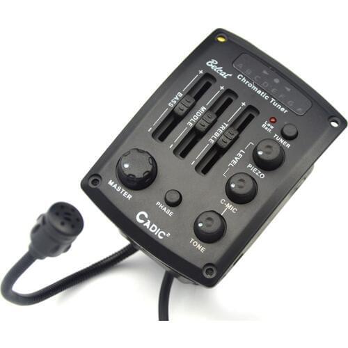 Belcat Cadic-2 3 Band EQ Guitar Pickup Preamp Piezo & C-Mic Blender with Chromatic LED tuner Omega-ll Piezo Cable Pick-up
