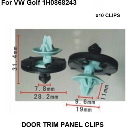 FREE SHIPPING!!! x10 Pieces For VW Golf 3 Door Panel Fixing Clip Holders 1H0868243 - 1H0868243 B NEW