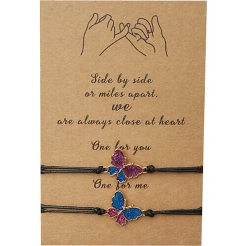 Forever Promise Bracelets of 2 Sets Lucky Bracelets Distance Matching Card Bracelets/Anklet Couple Best Friends Partners Gift