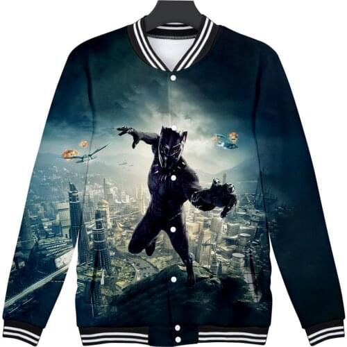 Chadwick Boseman Jacket popular Item Baseball Jackets Single Breasted 3D Printed harajuku Rib Sleeve Multi Color button outwear