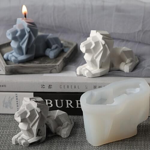 Diy Handmade 3d Geometric Lion Stencil Candle Mold Silicone Mold Plaster Soy Wax Soap Candles Mold Home Decoration Gift Supply