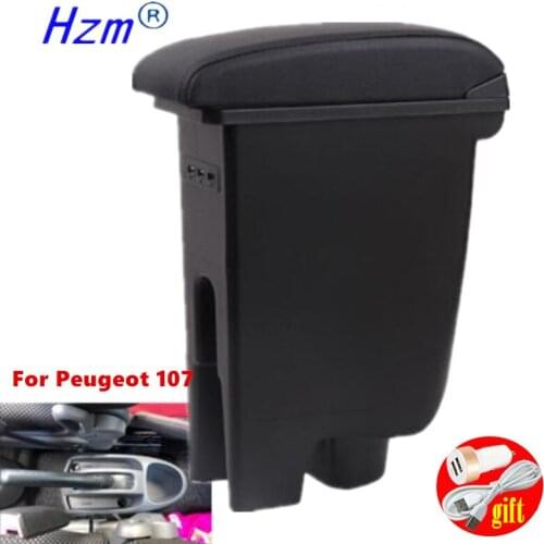 For Peugeot 107 Armrest Retrofit parts Interior Storage box 3USB Simple installation special Retrofit parts Car Armrest box