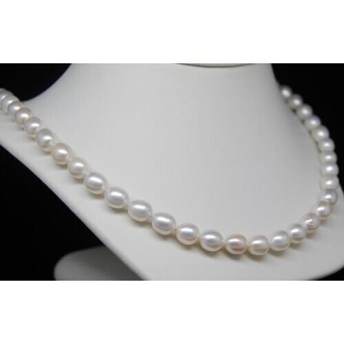 Individual 7-8mm White freshwater Cultured Rice pearl necklaces 17"