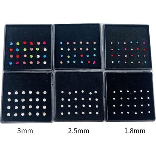 24pcs Crystal Nose Ring & Studs Fashion Body Women Girl Jewelry Stainless Surgical Steel Nose Piercing Colorful Rhinestone