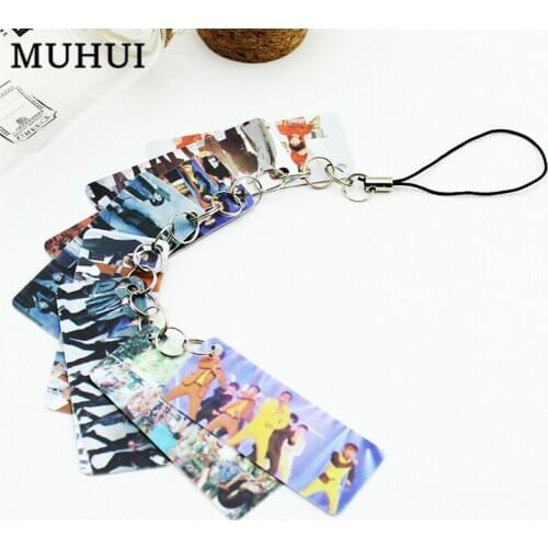 Kpop All Members of Super Junior Photo Pvc Card String Keychain 8 pcs Cards/string Women Bag Accessories Key Chain