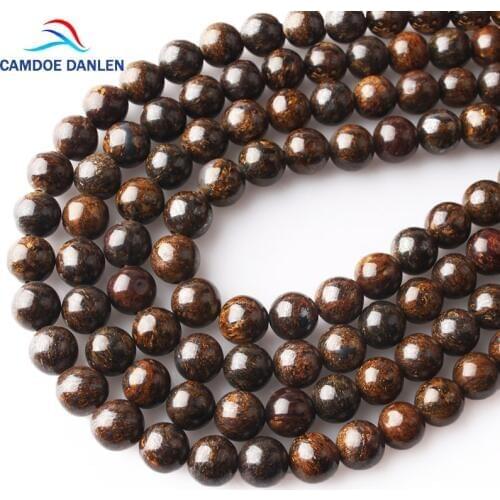 CAMDOE DANLEN Natural Stone Bronze Bronzite Round Beads 4 6 8 10 12mm Diy Charm Bracelet Necklace For Jewelry Making Wholesale