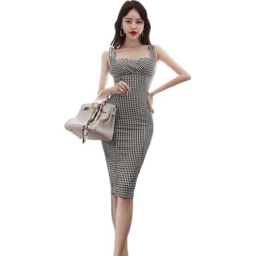 Summer tight Dresses one piece korean ladies Sexy sleeveless Square neck Sexy night club cabaret Party bodycon Dresses for women