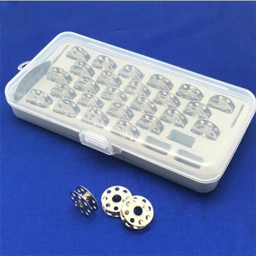 1set 28 X Metal Bobbins 45785 Spool Case Storage Box for Brother Janome Singer Elna With 1pc threader AA7349