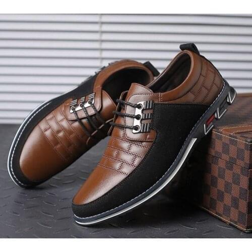 Autumn Men Casual Shoes PU Leather Breathable Lace Up Oxfords Dress Shoes Men Business Outdoor Formal Wedding Party Big Size