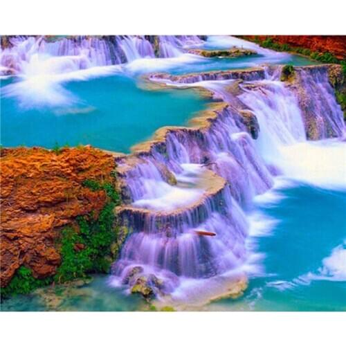Landscape Series New mosaic full diamond painting embroidery beads diamond cross stitch Waterfall & mountain Square diamond sets