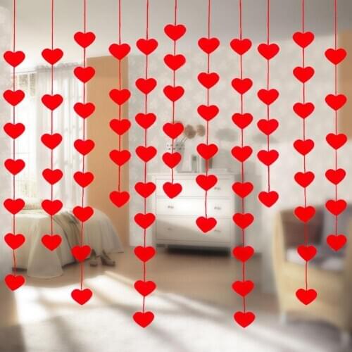1 Set Non-woven Hanging Love Heart Curtain Romantic Home Wedding Decoration