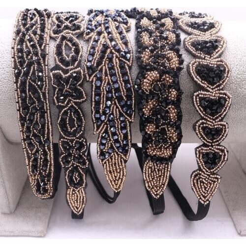 Ethnic Glass Beads Handmade Headband Pearl Rhinestone Customized Beaded Hairband For Women & Girls Hair Accessories