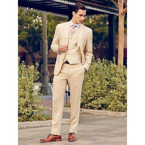 Latest Coat Pant Designs Beige Beach Wedding Men Suits Jacket Slim Fit 3 Piece Blazer Custom Bridegroom Tuxedo Terno Masculino